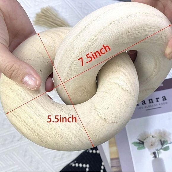 Two piece wood chain with beaded tassel strand pillow/other decor not included - Picture 3 of 9